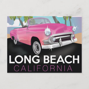 Long Beach Californië vintage reisposter Briefkaart
