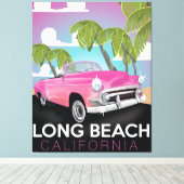 Long Beach Californië vintage reisposter Canvas Afdruk (Insitu (Houten vloer))