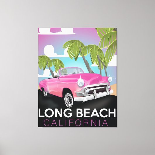 Long Beach Californië vintage reisposter Canvas Afdruk (Voorkant)