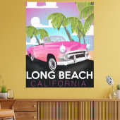 Long Beach Californië vintage reisposter Canvas Afdruk (Insitu (Woonkamer))