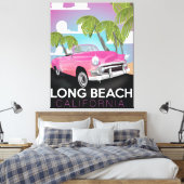 Long Beach Californië vintage reisposter Canvas Afdruk (Insitu (Slaapkamer))