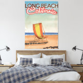 Long Beach Californië vintage reisposter Canvas Afdruk (Insitu (Slaapkamer))