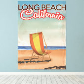 Long Beach Californië vintage reisposter Canvas Afdruk (Insitu (Houten vloer))