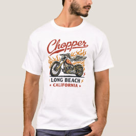 Long Beach Chopper Motorcycle Vintage Biker Art T-shirt