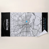 Long Beach City Map + je aangepaste locatie Beach Strandlaken (Voorkant)