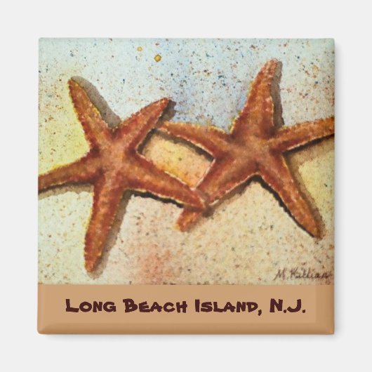 Long Beach Island, N.J. souvenir zeesterren magnee Magneet (Voorkant)