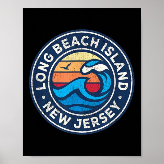 Long Beach Island New Jersey NJ Nautical W Poster (Voorkant)