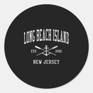 Long Beach Island NJ  gekruiste riemen & amp; Bo Ronde Sticker