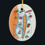 Long Beach Island Ornament<br><div class="desc">Een  briefkaart kaart van Long Beach Island New Jersey hergebruikt als een ornament.</div>