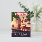 Long Beach Kust Retro Trouw Uitnodiging (Staand voorkant)