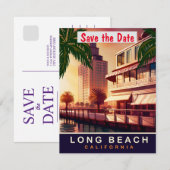 Long Beach Kust Retro Trouw Uitnodiging (Voorkant / Achterkant)