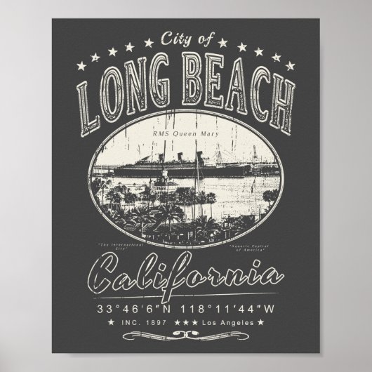 LONG BEACH LOS ANGELES CALIFORNIË - RMS KONINGIN M POSTER (Voorkant)
