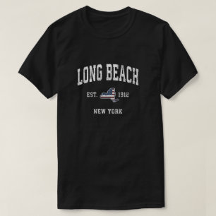 Long Beach New York Ny  American Flag Sport T-shirt