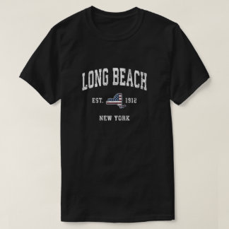 Long Beach New York Ny  American Flag Sport T-shirt