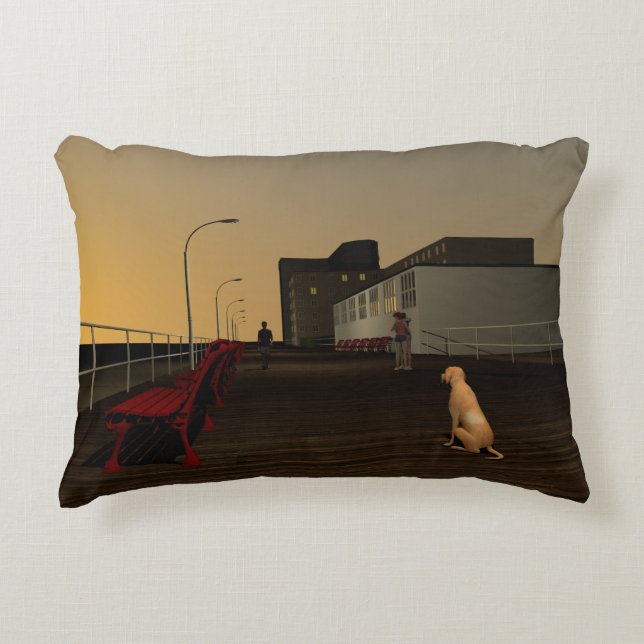 Long Beach Promenade, Long Island, NY Accent Kussen (Voorkant)