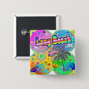 Long Beach Quadro Seizoenen Knop Vierkante Button 5,1 Cm