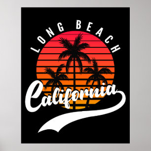 Long Beach Retro Sunset Poster