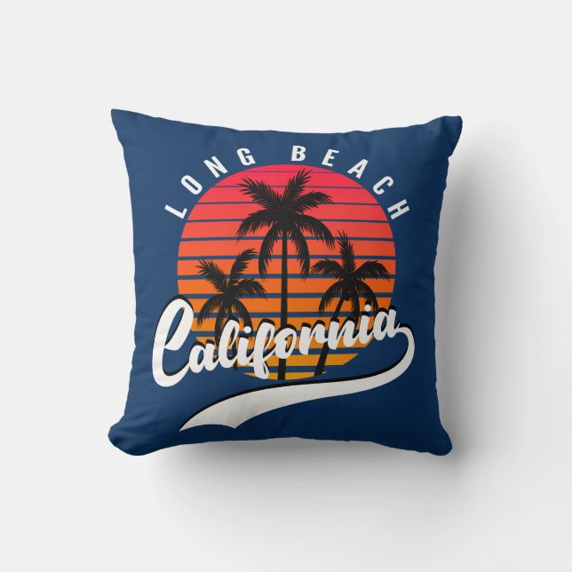 Long Beach Retro Sunset Sierkussen (Voorkant)