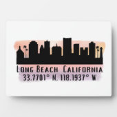 Long Beach Skyline Latitude en Lengtegraad Fotoplaat (voorkant)