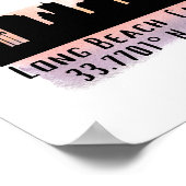 Long Beach Skyline Latitude en Lengtegraad Poster (Hoek)