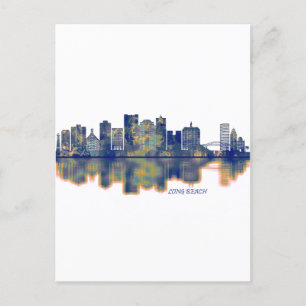 Long Beach Skyline Uitnodiging Briefkaart