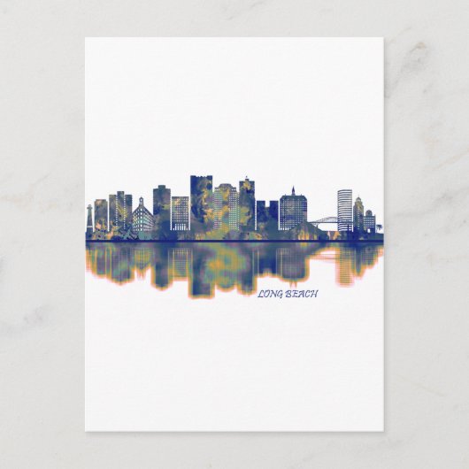 Long Beach Skyline Uitnodiging Briefkaart (Voorkant)