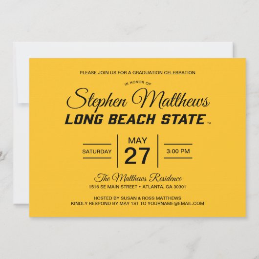 Long Beach State Logo Afstuderen Kaart (Achterkant)