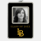 Long Beach State Logo Verzilverd Omlijst Ornament (Voorkant)