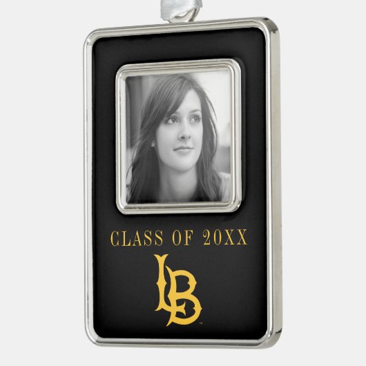 Long Beach State Logo Verzilverd Omlijst Ornament (Links)