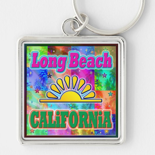 Long Beach Sun en Palms Sleutelhanger (Voorkant)