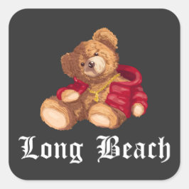 Long Beach Teddy Urban Streetwear Vierkante Sticker