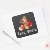 Long Beach Teddy Urban Streetwear Vierkante Sticker (Envelop)