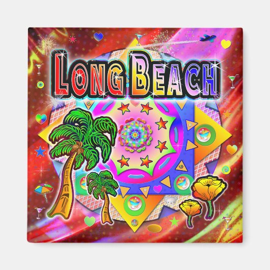 Long Beach Tropical Friends Magnet (Voorkant)