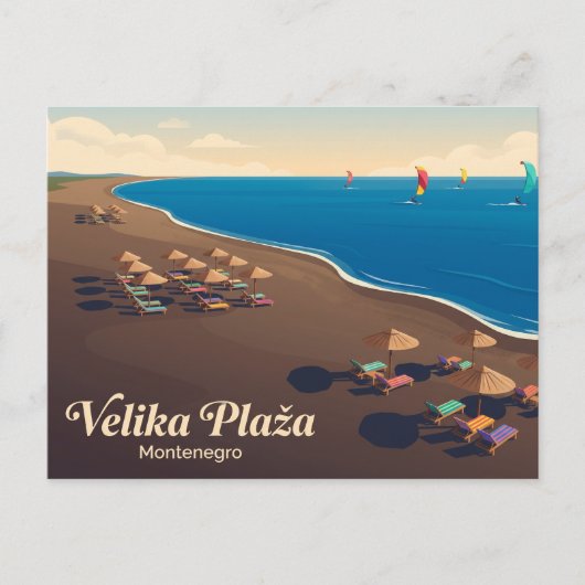 Long Beach (Velika Plaža) Montenegro Briefkaart (Voorkant)