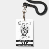 Long Black Nails Crystal Verjaardag VIP Toegangspa Badge (Achterkant met lanyard)