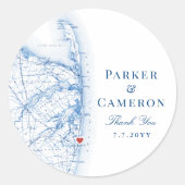 Long Branch New Jersey kaart bruiloft gunst Ronde Sticker (Voorkant)