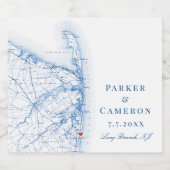 Long Branch New Jersey Kaart Elegante bruiloft Bier Etiket (Enkel label)