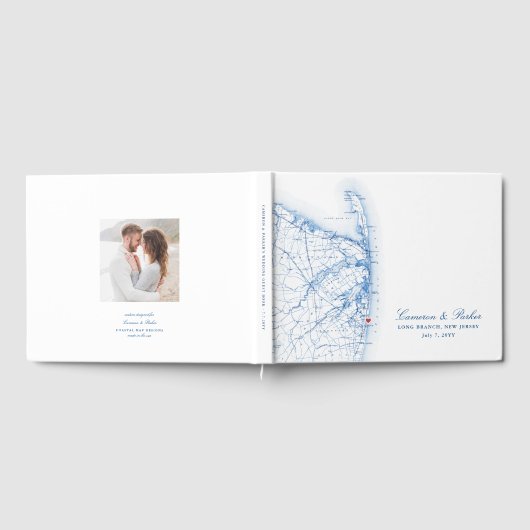 Long Branch New Jersey Kaart Elegante bruiloft Gastenboek (Volledig)