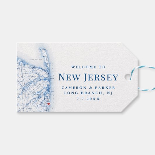 Long Branch New Jersey kaart Elegante bruiloft gun Cadeaulabel (Voorkant (Horizontaal))