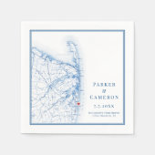 Long Branch New Jersey Kaart Elegante bruiloft Servet (Voorkant)