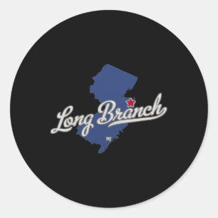 Long Branch New Jersey Nj Kaart Ronde Sticker