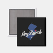 Long Branch New Jersey Nj Map  Magneet (Voorkant / Achterkant)
