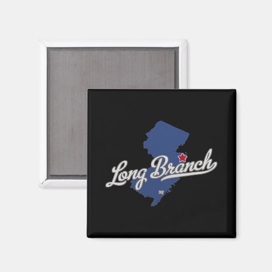Long Branch New Jersey Nj Map  Magneet (Voorkant / Achterkant)