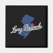 Long Branch New Jersey Nj Map  Magneet (Voorkant)