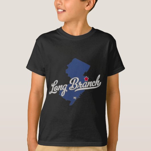 Long Branch New Jersey Nj Map  T-shirt (Voorkant)