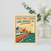 Long Branch NJ Retro Kunst Whimsical Briefkaart (Staand voorkant)