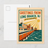 Long Branch NJ Retro Kunst Whimsical Briefkaart (Voorkant / Achterkant)