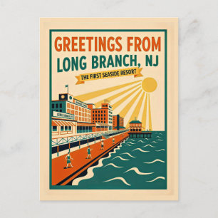 Long Branch NJ Retro Kunst Whimsical Briefkaart