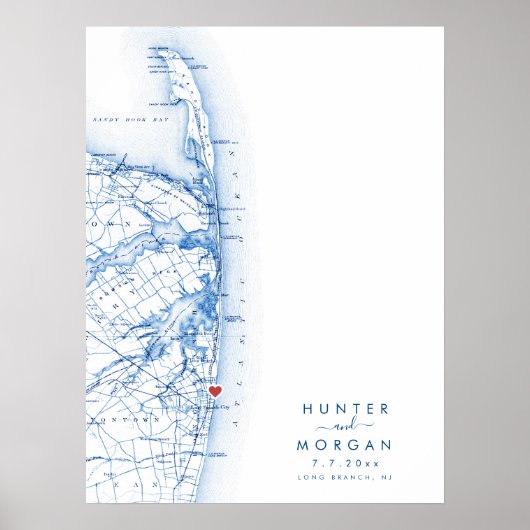 Long Branch Wedding Modern Kaart Gastboek Poster (Voorkant)