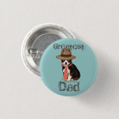 Long Coat Chihuahua Dad Ronde Button 3,2 Cm (Voorkant /achterkant)